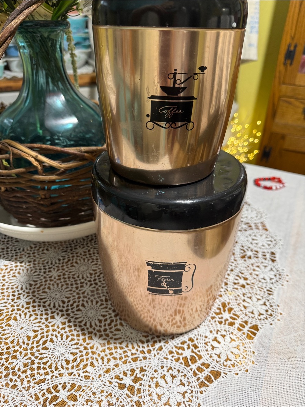 Westbend set of two pink aluminum cottagecore canisters